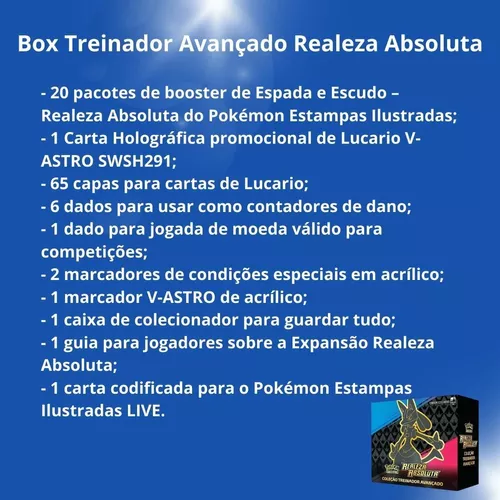Box Cartas Pokemon Treinador Avançado Realeza Absoluta Copag