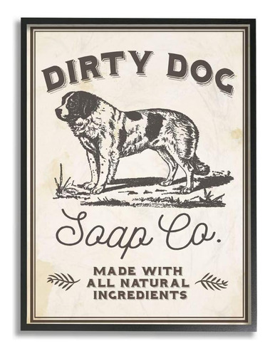 Stupell Industries Dirty Dog Soap Co Cartel Vintage Enmarcad
