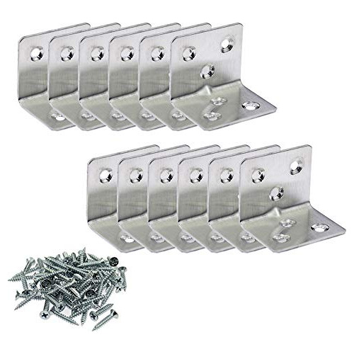 12pcs Corner Brace Joint Right Angle L Bracket Stainles...