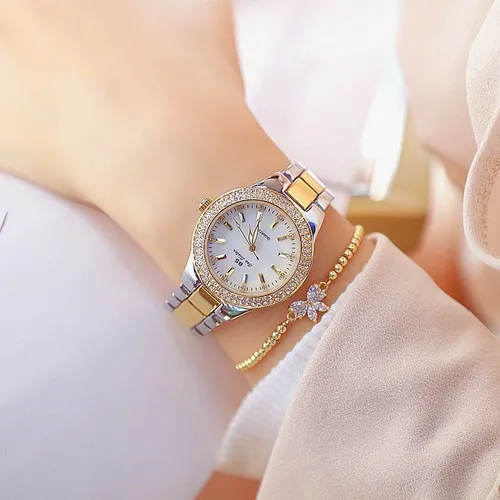 2 Piezas Para Mujer De Cristal Diamante Reloj Pulsera Traje