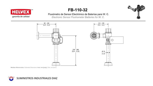 Fluxómetro Helvex De Sensor Para Wc, Fb-110-32