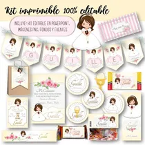 Comprar Kit Imprimible Comunión Nena Mod.17 100% Editable Candy Bar