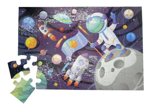 Rompecabezas Astronautas Espacio Planetas Puzzle 35 Piezas