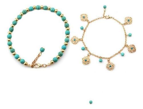4x Tornozeleira Feminina Com Corrente De Tornozelo Pulseira