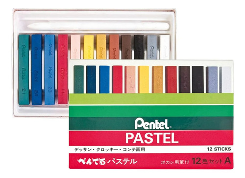 Giz Pastel Seco Pentel 12 Cores