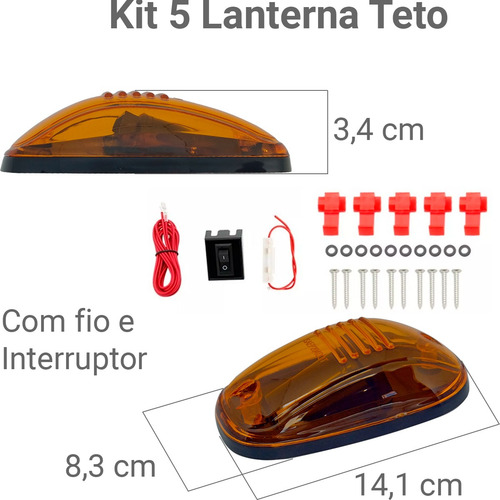 Lanterna Externa Teto Led S10 Kit 5 Cab Ligth Caminhonete