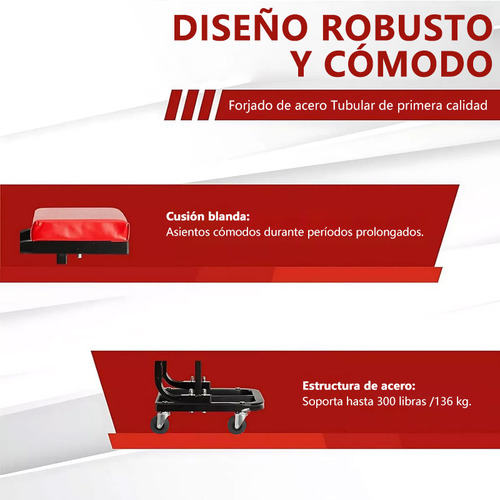 Cama Para Mecanico Deslizante De U Con Depósito Herramientas