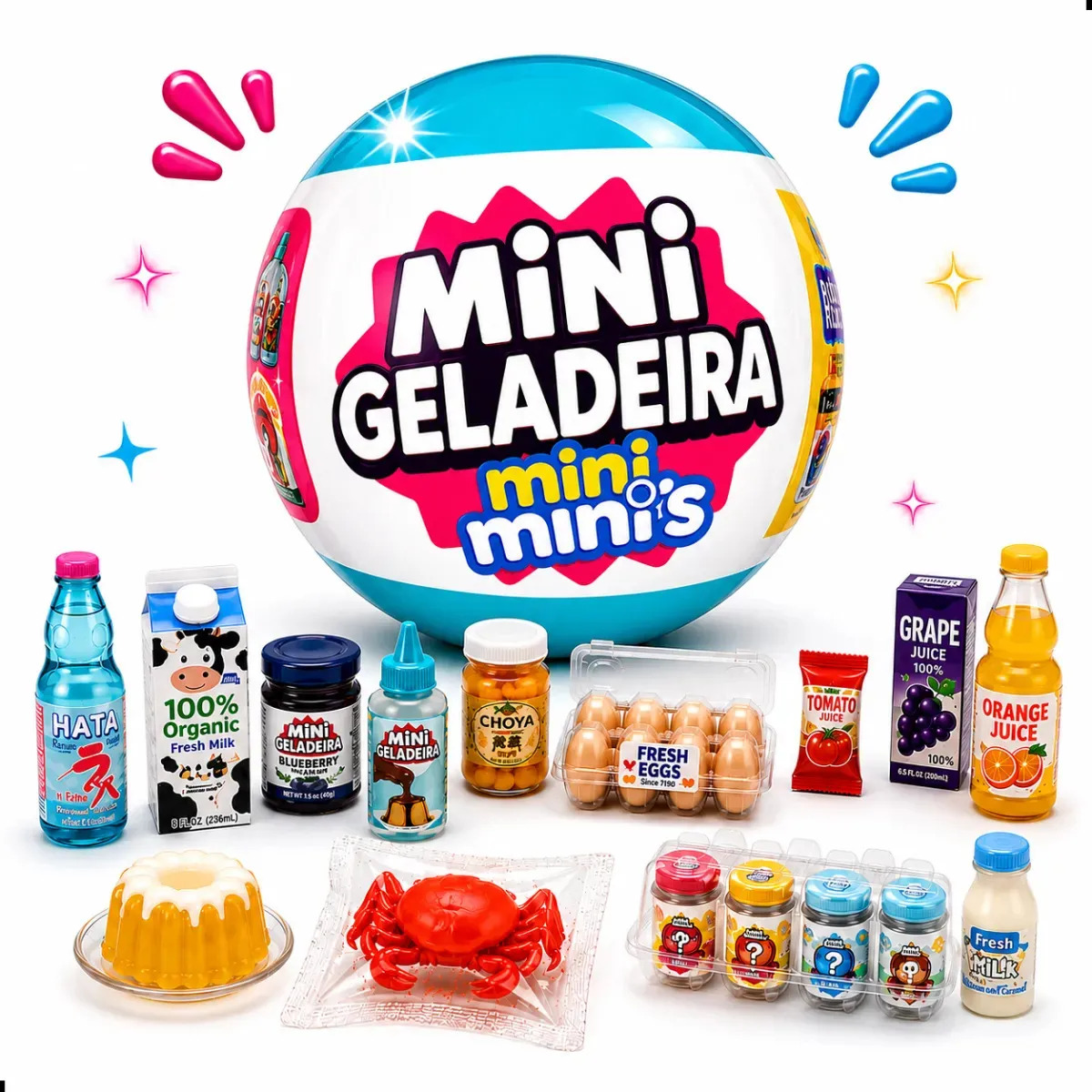 Bola Surpresa Mini Geladeira Mini Brands Alimentos Miniaturas Colecionáveis Cápsula Surpresa Brinquedo Colecionável Comidinhas Mini Mercado Casa de Boneca A2SD