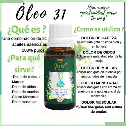 Óleo 31 Hierbas Swiss Just 10 Ml