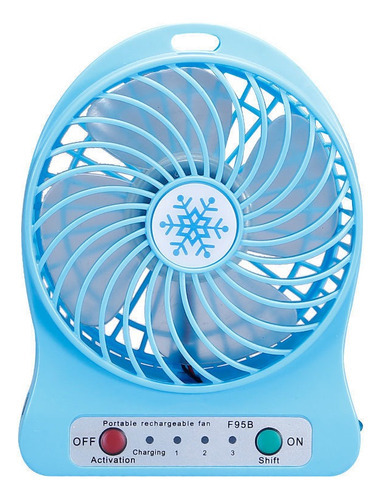 Mini Ventilador Portátil 3 Escritorio De Velocidad Recargabl Color de la estructura Azul Diámetro 10 cm