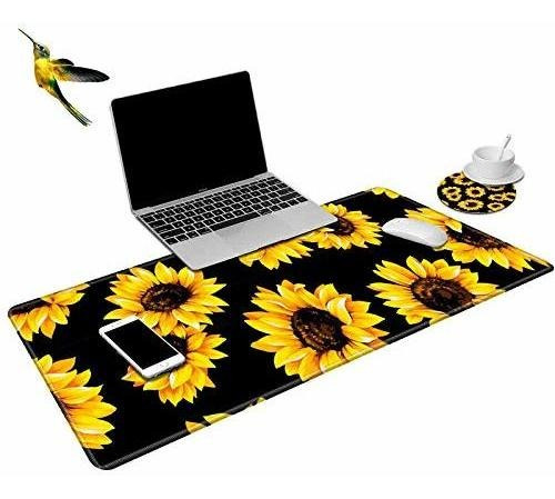 Mousepad Gaming Rossy Sunflower Negro + Coaster Y Stickers