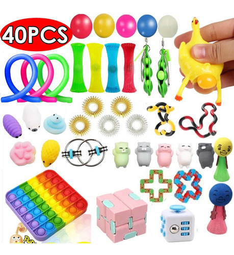 Juguete Antiestrés Squishy Pop It 40 Piezas