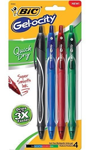 Bic-gel Ocity Secado Rápido Plumas De Gel, Medio Punto Retrá