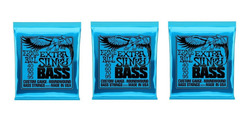 Pack X 3 Encordados Ernie Ball 040 Bajo De 4 Cuerdas 2835