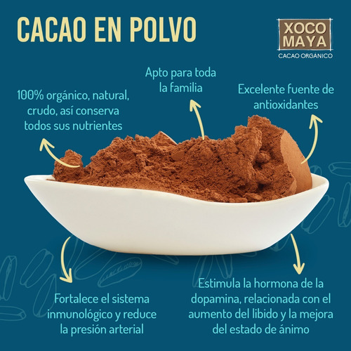 Imagen 2 de 5 de Polvo De Cacao Orgánico 200 Gr. Xoco Maya