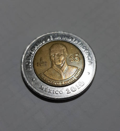 Moneda $5.00 Bicentenario De La Independencia Francisco Mina