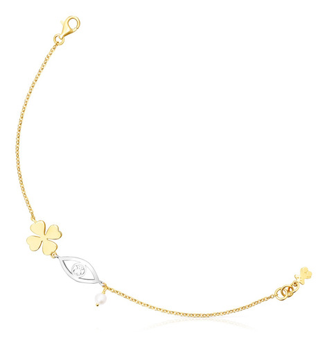 Pulsera Tous Good Vibes De Plata Vermeil, Plata Y Perla