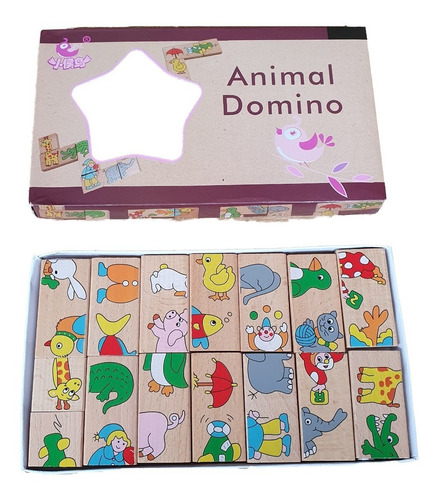 Domino Animales Infantil Madera Aprende Juego Didactico