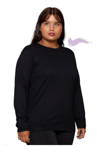 Remera Manga Larga Mujer Algodon Plus Size Talles Grandes