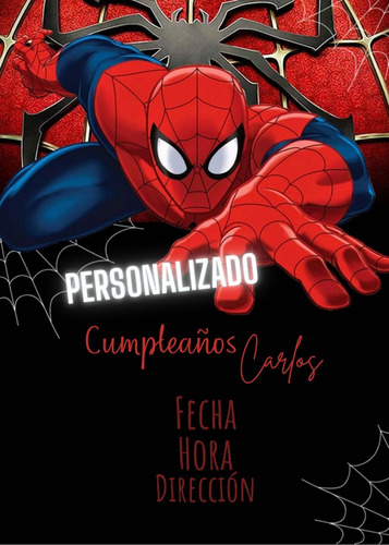 Invitación Tarjeta Spider Man Digital Cumpleaños Fiesta Niño