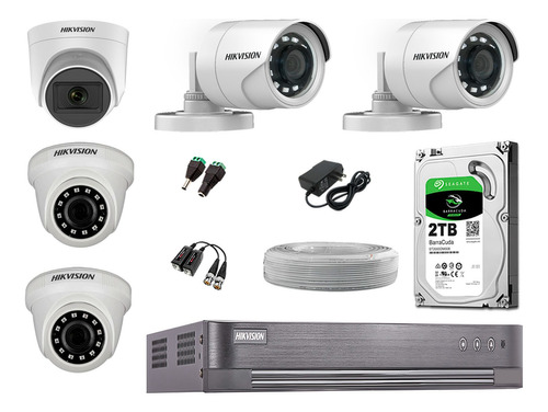 Kit 5 Cámaras Seguridad Hd 720p 1 Cámara Micrófono Disco 2tb