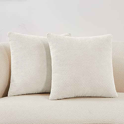 Solid Throw Pillow Covers, 24x24 Inch, Cream, Decorativ...