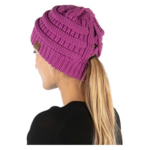 Gorro Tejido Para Mujer Tipo Beanie Con Diseño Cruzado