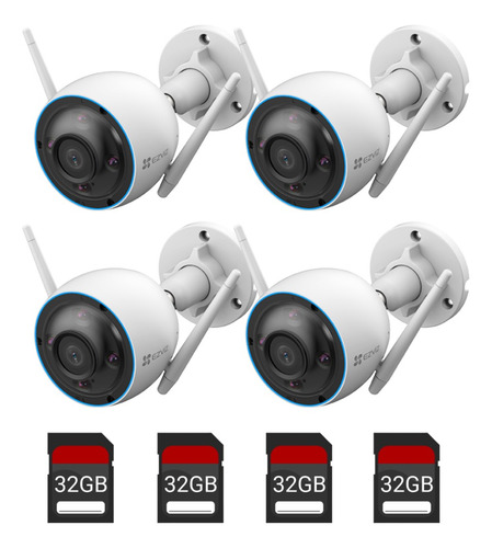 Combo X4 Ezviz H3 3k 5mp Exterior Color + 4 Memoria 32gb