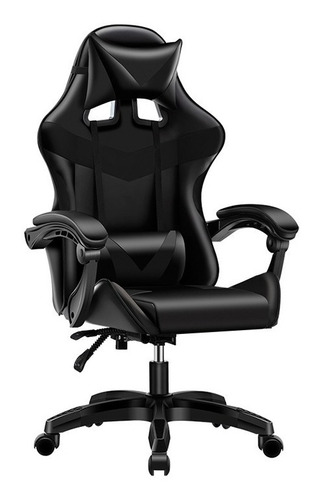 Silla de escritorio Imback IBK-G0001 gamer ergonómica  negra con tapizado de cuero sintético