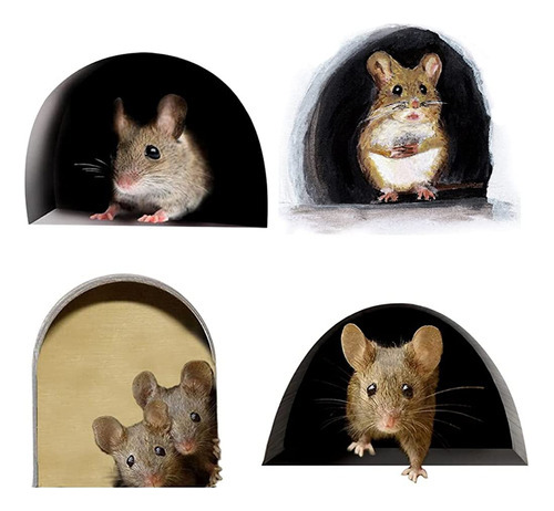 3d Mouse Hole Realistic Wall Sticker, Mouse In A Hole Wall D