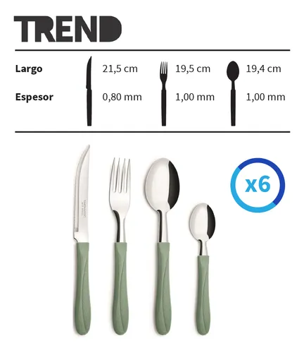 Juego Set 24 Cubiertos + Pote Simonaggio Verde Oliva