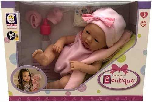 Boneca Bebê Corpo Todo Em Vinil Estilo Reborn Rosa Cotiplás