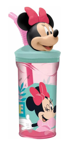 Minnie Mouse Vaso 360 Ml Tapa Figura 3d Playking