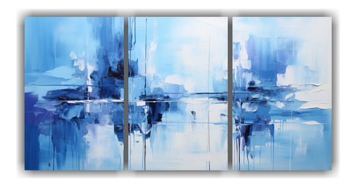 240x120cm Cuadros Fotografía Abstracta Azul Con Luces Y Lí