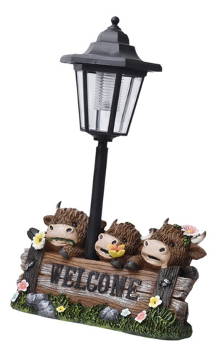 Estatua De Vacas De Jardín Solar Light Resin Sculpture