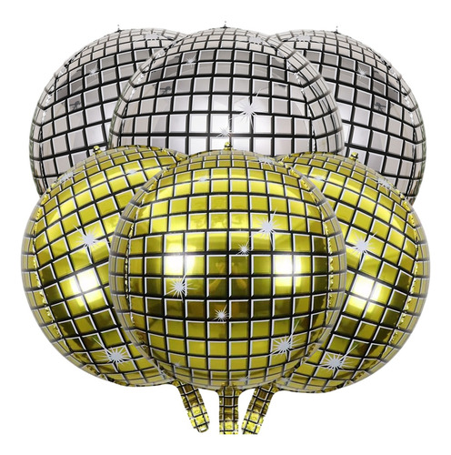 Esfera Disco Retro De Metal Plateado 80s 90s Globo 16 Piezas