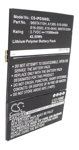 Bateria Compatible Con iPad 3 Part 616-0586 A1389  11500 Mah