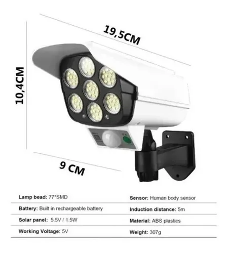 Luces Led Con Sensor De Movimiento Simulador Camara Lampara