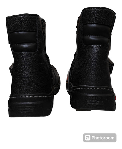 Bota Biker De Piel Para Hombre Con Reflejante
