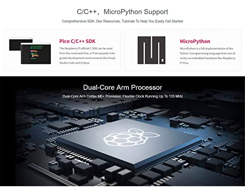 Adept Raspberry Pi Pico Con Cabezal Presoldado Y Cable Usb