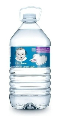 Agua Purificada Gerber Libre De Sodio 5 Piezas De 4l C/u