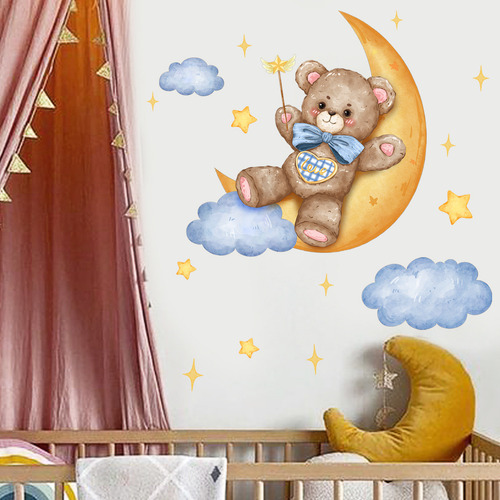 Calcomanía De Pared Con Forma De F, Oso, Estrella, Decoració