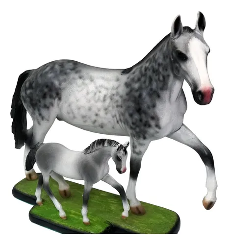 comprar Escultura Miniatura Égua Potro Mangalarga Tordilha Marchador