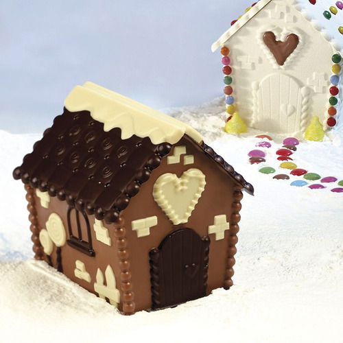 Molde Termoformado Para Chocolate Casa Pequeña Navidad
