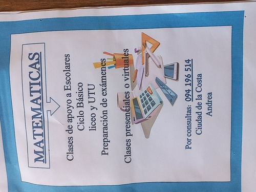 Imagen 2 de 2 de Clases Particulares De Matemáticas En Ciudad De La Costa