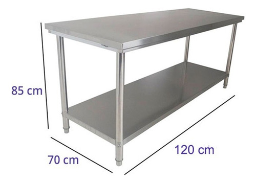 Bancada Mesa Total Inox 120x70cm Industrial Com Prateleira