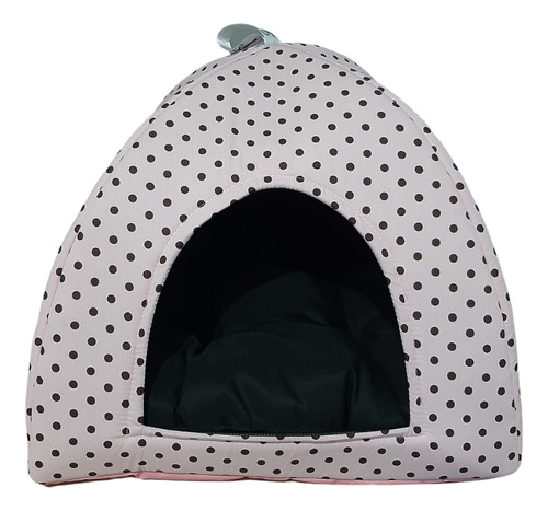 Cama Pet 2x1 Casinha Cabana Toca Almofada Cães Gato Poá M Cor Rosa