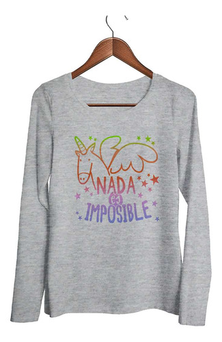 Remera Mujer Ml Nada Es Imposible Arcoiris Unicornio