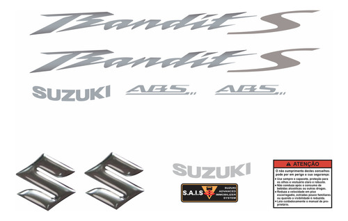Kit Jogo Faixa Emblema Adesivo Suzuki Bandit 650s 2011