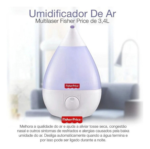 Umidificador Humidificador De Ar Fisher Price Ultrassônico Branco